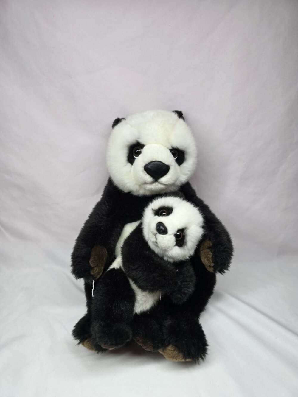 WWF mama Panda bear holding baby Panda Plush Stuffed Animal - Read Description